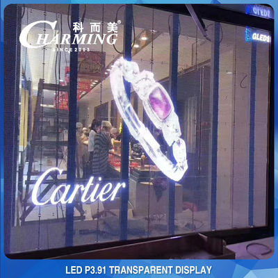 Reklam için Kapalı 1920-3840Hz Şeffaf LED Video Duvar Cam Ekran