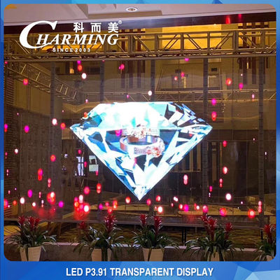 100 * 50CM Piksel Pith 3.91MM Şeffaf LED Ekran Yüksek Şeffaflık 70%