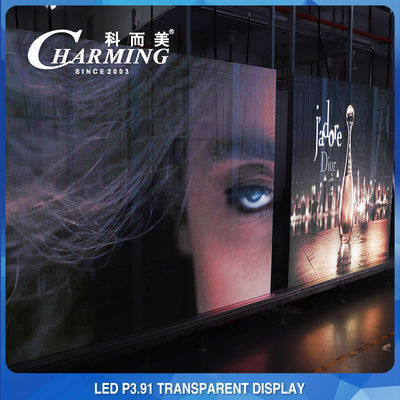 100 * 50CM Piksel Pith 3.91MM Şeffaf LED Ekran Yüksek Şeffaflık 70%