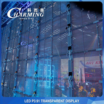 Alışveriş Merkezi Reklamı P3.91 Şeffaf LED Video Duvarı 4K Kapalı
