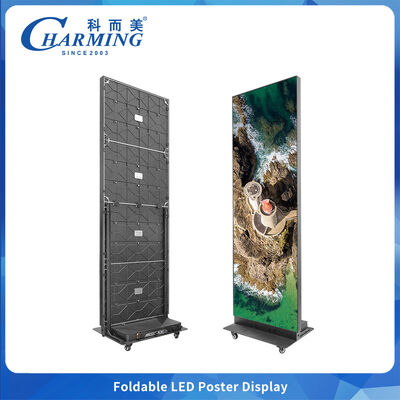 İç mekan P1.86 P2 P2.5 Katlanabilir Dik Poster LED Ekran Tekerlekli Video LED Ekran Reklam LED Ekran
