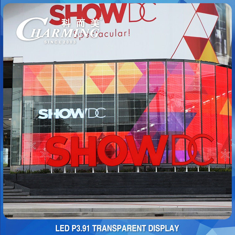 Alışveriş Merkezi Reklamı P3.91 Şeffaf LED Video Duvarı 4K Kapalı