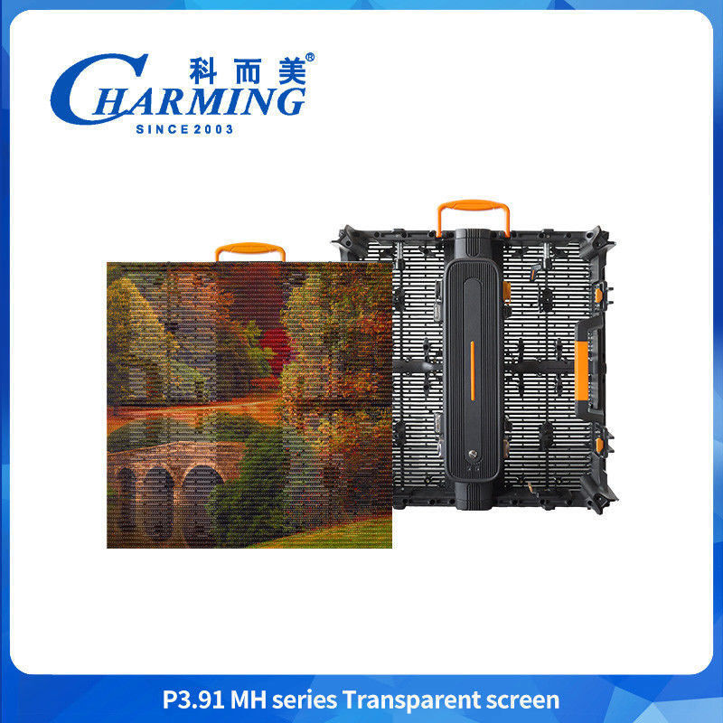 P3.91 MH Dışarıda Esnek Reklam LED Şeffaf Film Ekran Cam Video Duvar Açık Süper İnce LED Film Ekran LED