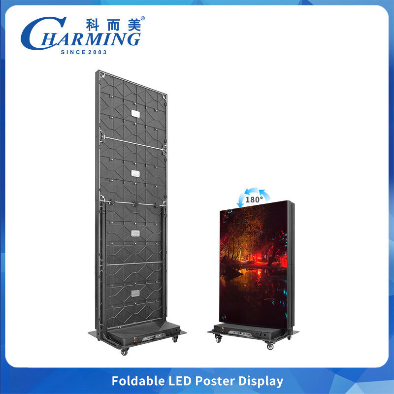 P1.86 P2.5 Piksel Pitch ve 657x2075mm Kabine Boyutu ile Çabuk Kenar Kilitli Çift Taraflı Katlanabilir LED Video Duvar Ekranı