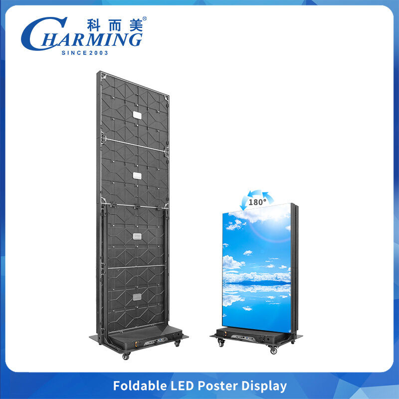 P1.86 P2 P2.5 Piksel Aralıklı, 7680Hz Yenileme Hızlı ve Ön Bakım Alüminyum Kabinli İç Mekan Katlanabilir LED Poster Ekranı