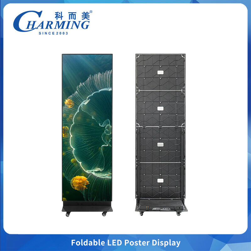 Foldable LED Poster Screen P2 with audio system 600CD Brightness for Retail and Exhibitions
