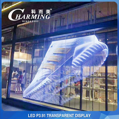 Büyüleyici Dış Mekan Şeffaf LED Duvar Ekranı Çarpışma Önleyici 500x1000mm