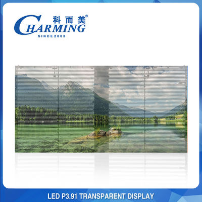 Dış Mekan P3.91 Şeffaf LED Video Duvar Yüksek Parlaklıklı Led Çim Ekran